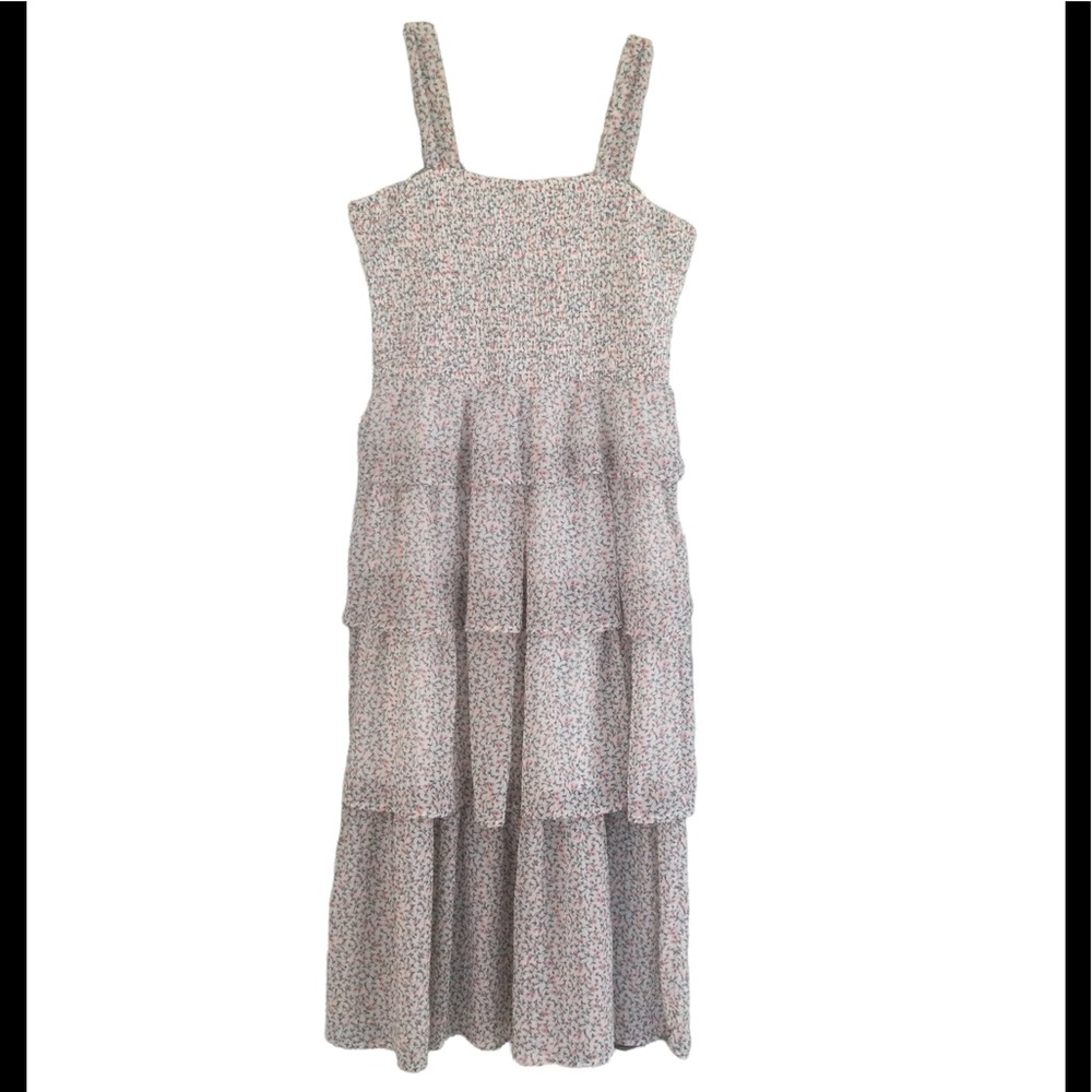 Spirit Of Grace Floral Smocked Top Tiered Midi Dress Size Large